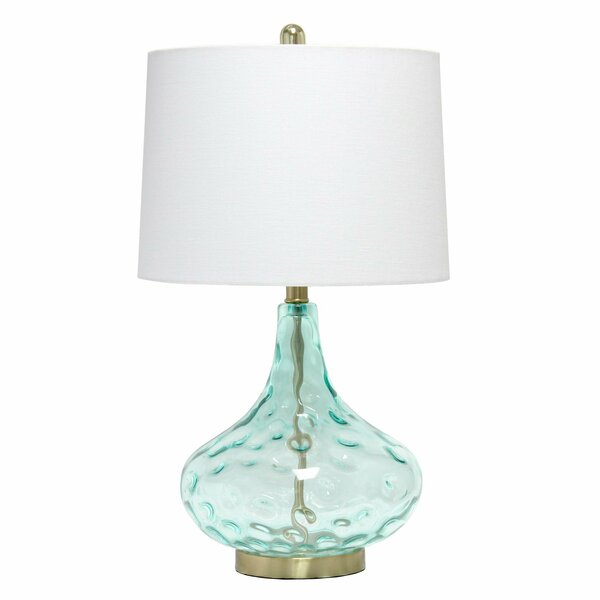 Lalia Home 24in Classix Contemporary Dimpled Colored Glass Table Lamp with White Linen Shade, Blue LHT-3016-BL